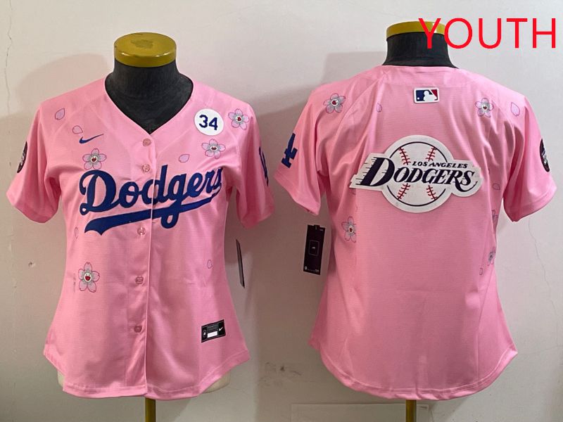 Youth Los Angeles Dodgers Blank Pink Sakura Edition 2025 Nike MLB Jersey style 27